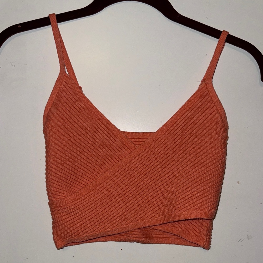 Aerie Orange Ribbed Crop Top